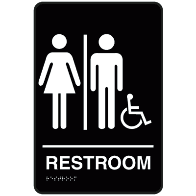 Restroom - Handicapped Symbol and ADA Braille Restroom Sign | SAFETYCAL ...
